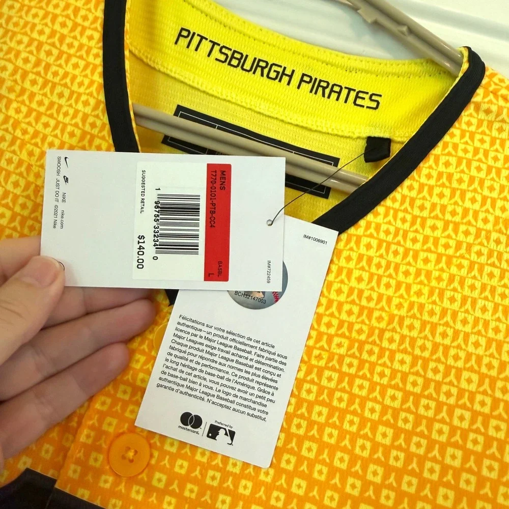 Nike Pittsburgh Pirates City Connect MLB Jersey Large‎ Gold Black T770-01O1 NEW